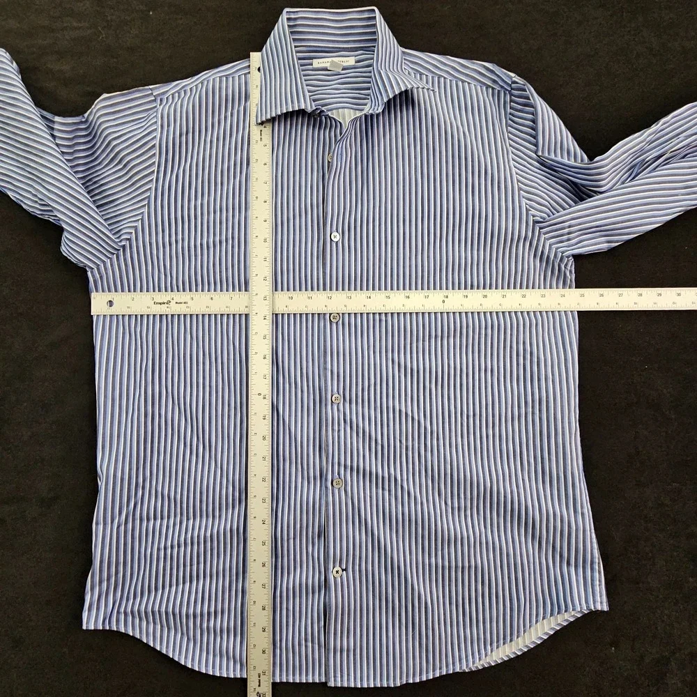 Banana Republic Blue Striped Long Sleeve Cotton Dress Shirt Men's 16-16.5